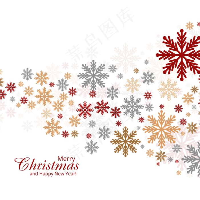 抽象圣诞卡彩色雪花装饰背景