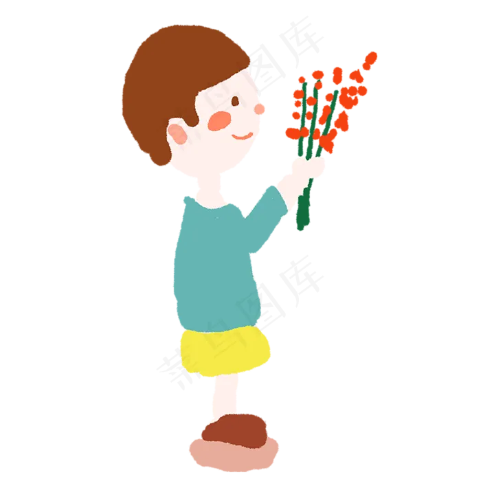 拿着一束红花的男孩(2008X2000(DPI:300))psd模版下载