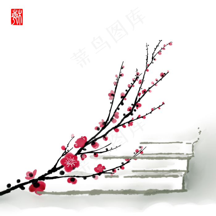 冬季腊梅梅花梅枝(2000X2000(DPI:300))psd模版下载