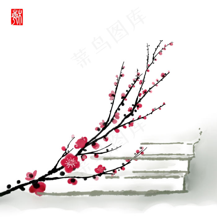 冬季腊梅梅花梅枝(2000X2000(DPI:300))psd模版下载