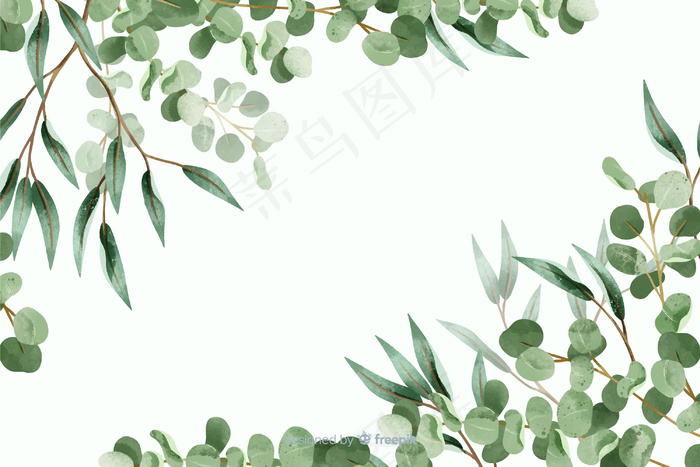 带复制空间的抽象绿叶框架eps,ai矢量模版下载