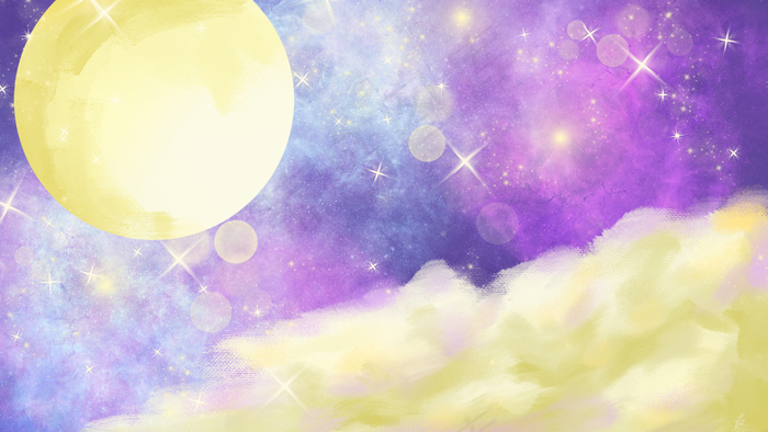 紫色系梦幻奇异中秋节月亮圆月星空云朵背景