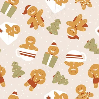 有趣的圣诞图案搭配姜饼饼干