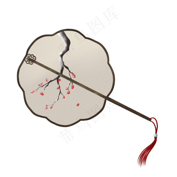 古代宫廷扇子梅花插画