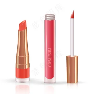 用真实的液体唇膏容器为嘴唇化妆。