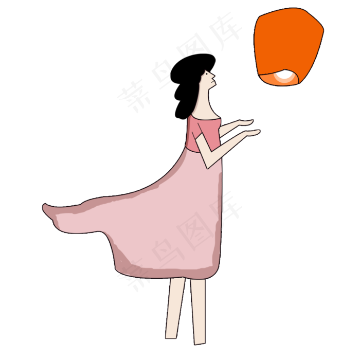  女孩放孔明灯 