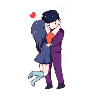 手绘卡通年轻情侣