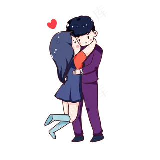 手绘卡通年轻情侣