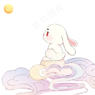 中秋祥云上的玉兔