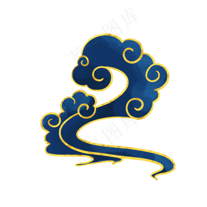 国潮风金边蓝色祥云(2000X2000(DPI:300))psd模版下载