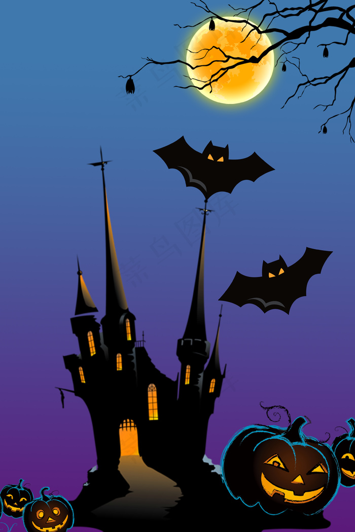 万圣节篮资渐变背景