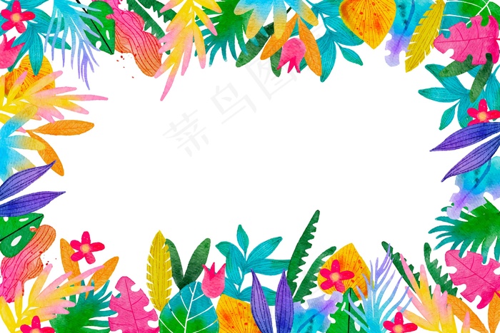 水彩画夏季背景eps,ai矢量模版下载