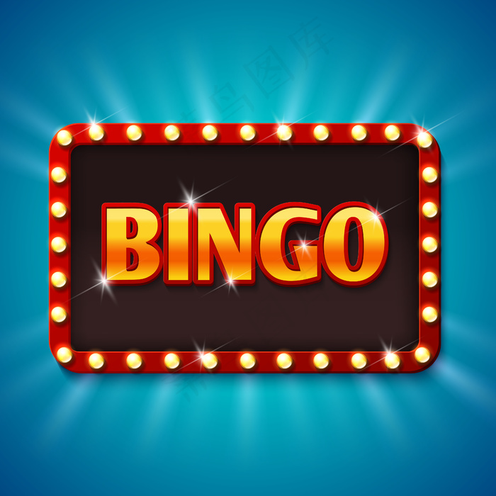 带灯泡的宾果彩票广告牌