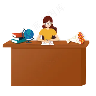 修改作业的女老师