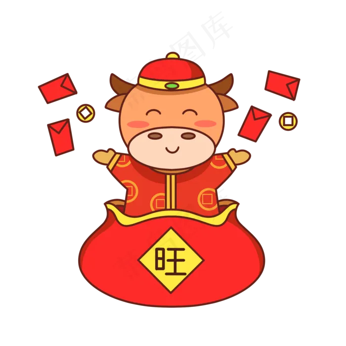 发红包财神牛(2000X2000(DPI:300))psd模版下载