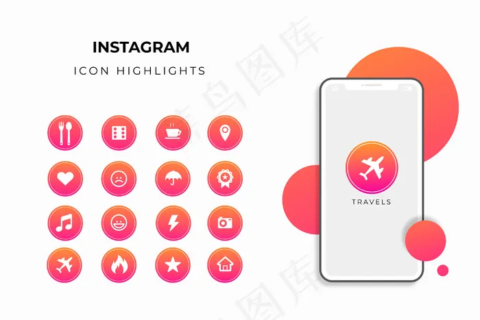 Instagram gradient故事亮点eps,ai矢量模版下载