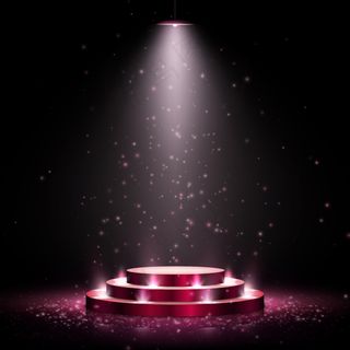 带照明的讲台。在黑暗的背景下举行颁奖典礼的场景。插图。