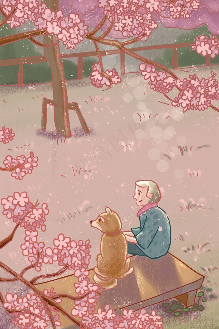粉色系春天卡通小清新樱花治愈温馨(3545X5315(DPI:300))psd模版下载