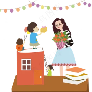 教师节蓝橙唯美清新学生向教师献