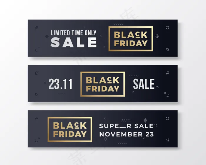 黑色星期五时尚优质横幅banner集。现代版式概念。eps,ai矢量模版下载