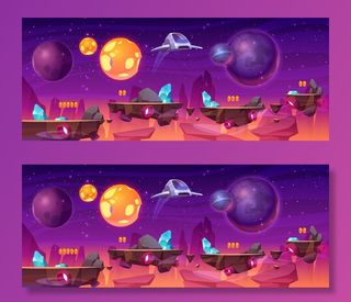 太空游戏平台，卡通2d gui外星人星球