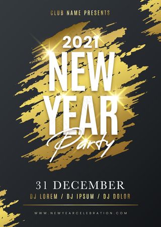 2021年黄金新年派对宣传单,DM传单模板