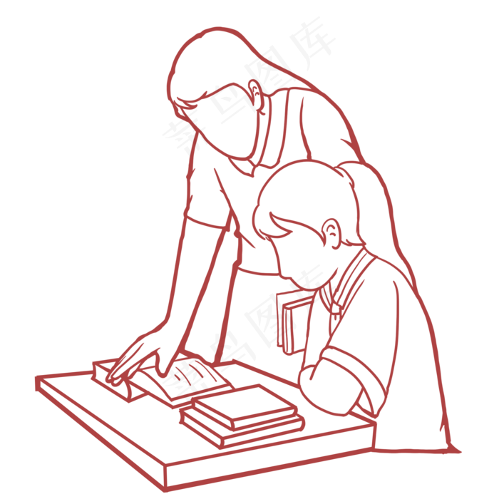 线描老师辅导学生