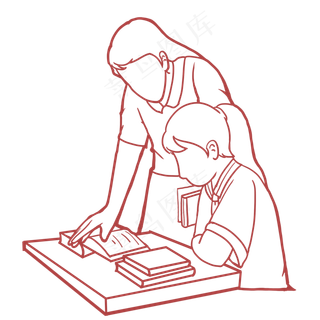 线描老师辅导学生