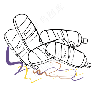 黑白线条一堆画笔