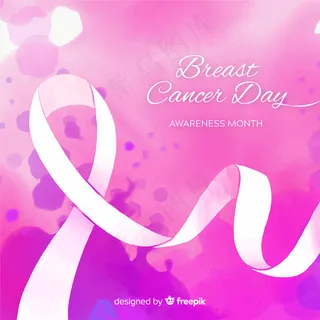 紫色背景水彩乳腺癌宣传丝带