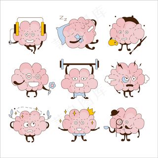 大脑不同的活动和表情图标集