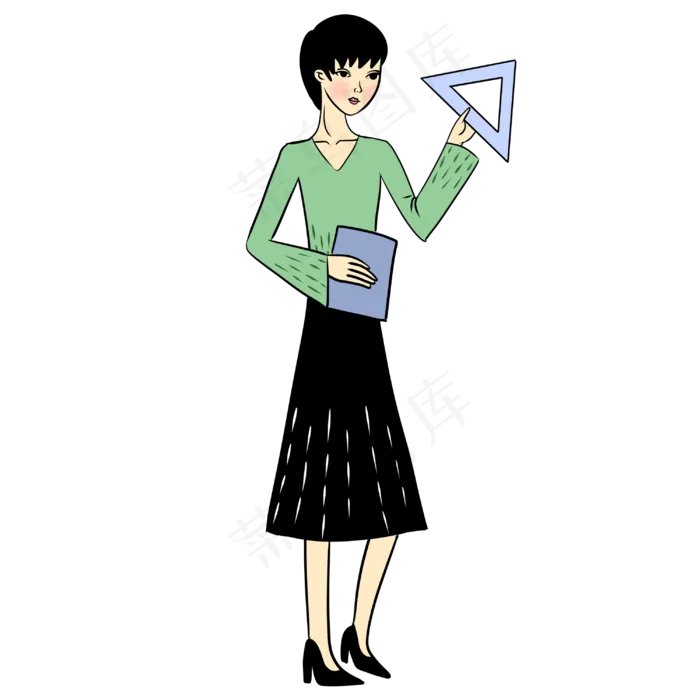 手绘矢量免抠卡通教师节数学老师(3000X3000(DPI:762))psd模版下载