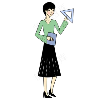 手绘矢量免抠卡通教师节数学老师