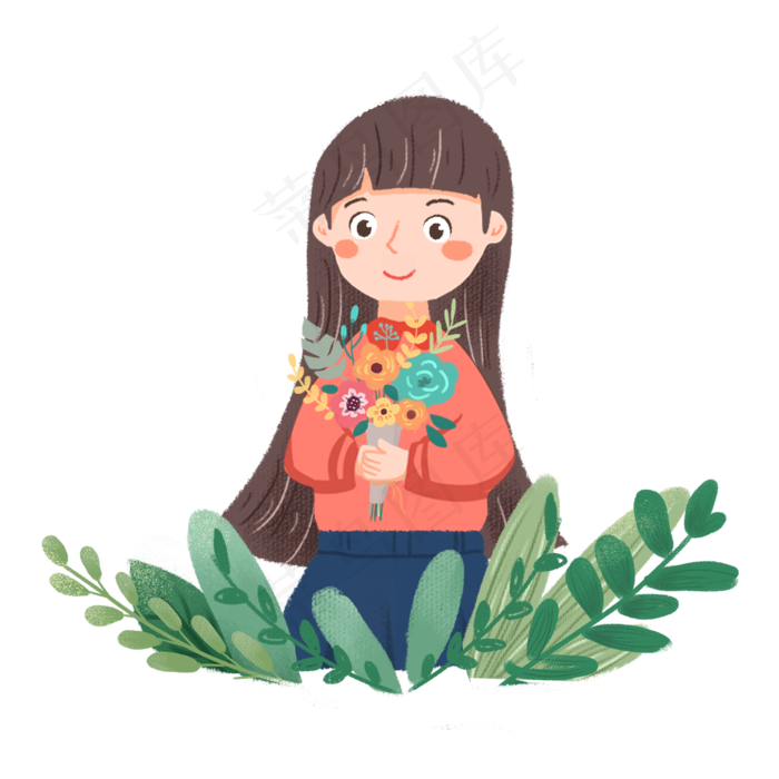 教师节老师手捧鲜花素材