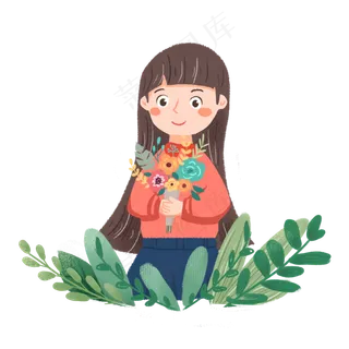 教师节老师手捧鲜花素材