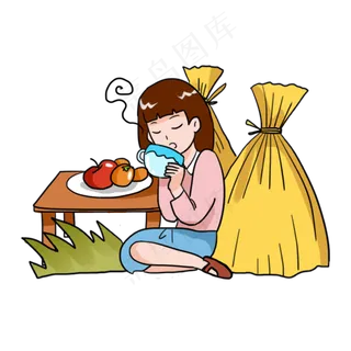 稻田丰收卡通手绘