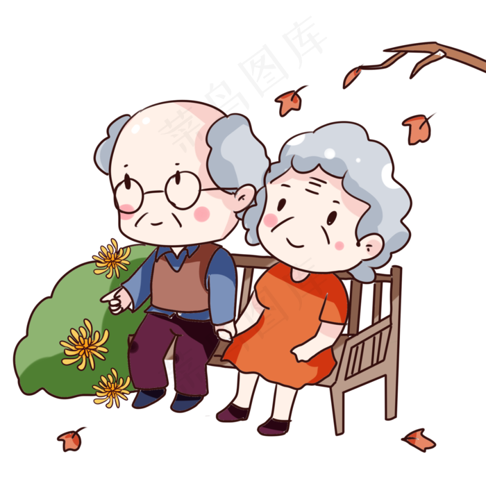 手绘卡通重阳节回家探望老人(2000X2000(DPI:300))psd模版下载
