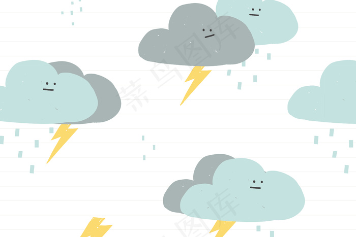 孩子们的雨云无缝图案可爱涂鸦背景eps,ai矢量模版下载