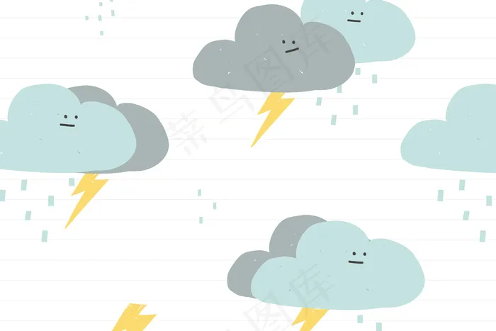 孩子们的雨云无缝图案可爱涂鸦背景eps,ai矢量模版下载