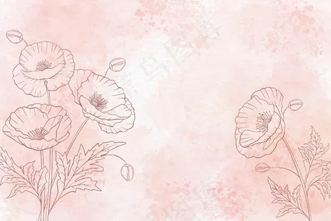 单色水彩花卉背景