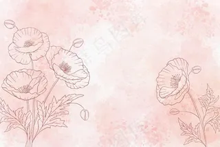 单色水彩花卉背景