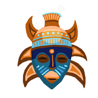 中元节卡通祭祀面具矢量图