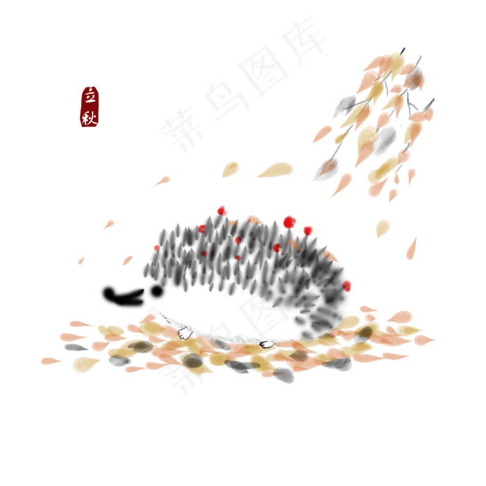 水墨植物动物(2000X2000(DPI:300))psd模版下载