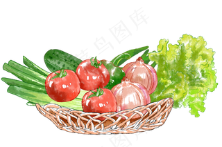秋天丰收蔬菜水彩