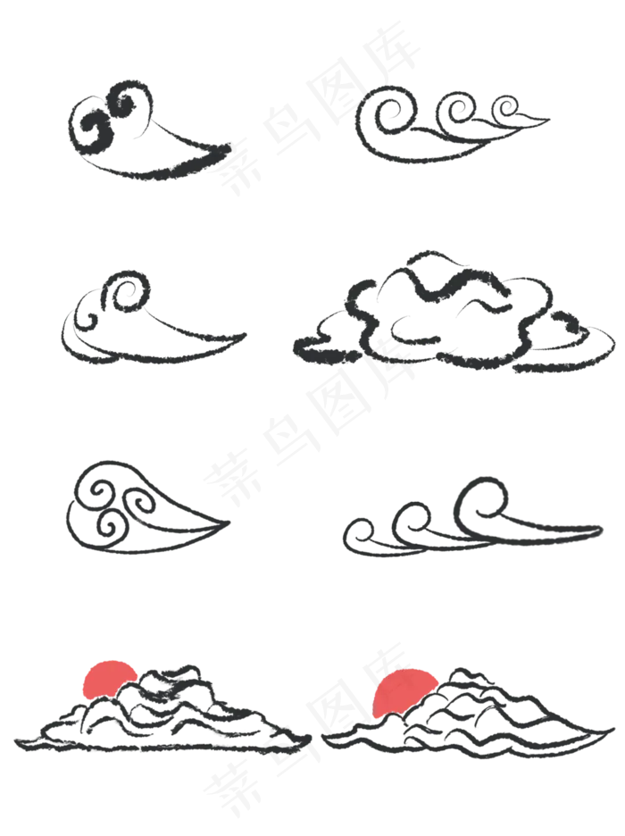 水墨云水墨云浪海浪素材元素(1024X1369(DPI:300))psd模版下载