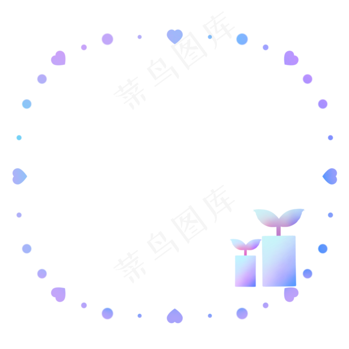 七夕情人节爱心植物装饰边框(2000X2000(DPI:300))psd模版下载