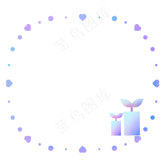 七夕情人节爱心植物装饰边框(2000X2000(DPI:300))psd模版下载