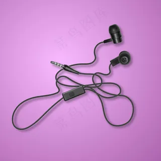 彩色背景上的逼真黑色耳机