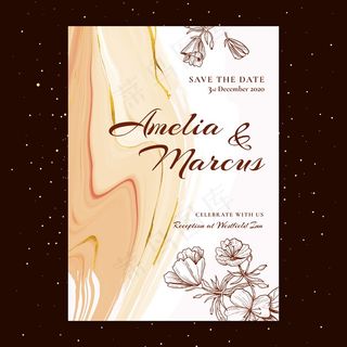 花卉婚礼卡设计