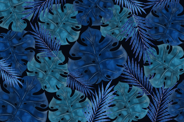 真实的深色热带树叶背景